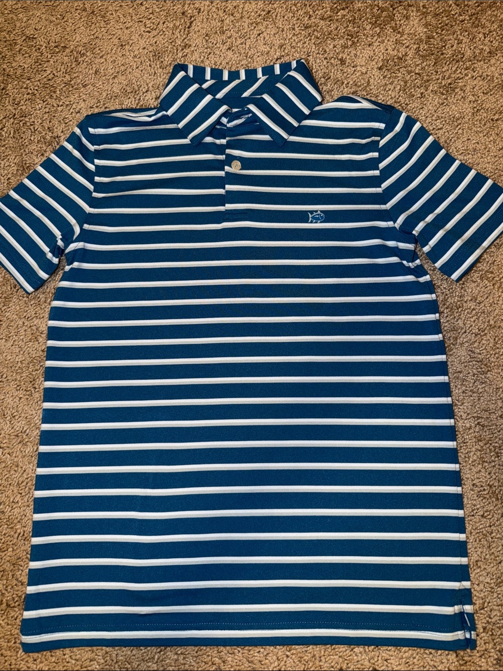 Southern Tide Blue & Gray Striped Polo for Kids